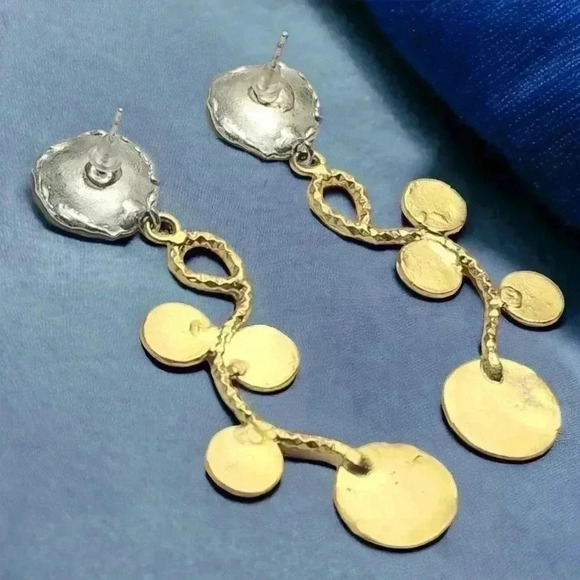 🆕️Turkish Artisan 18K Gold Plated Brass Handcrafted Luxury Statement Earrings - Picture 12 of 14